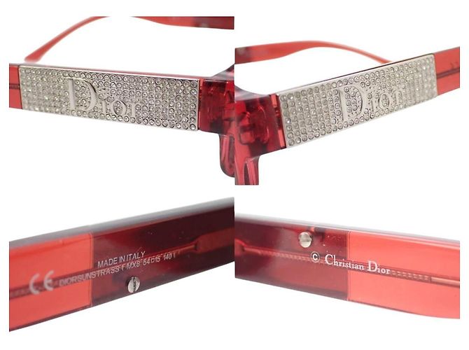 Occhiali da sole Christian Dior Sunstrass 2 con strass rosa e rosso. - vista 6