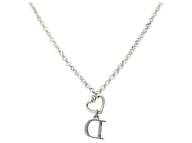 Collana in strass con logo a cuore argentato Christian Dior Argento - vista 2