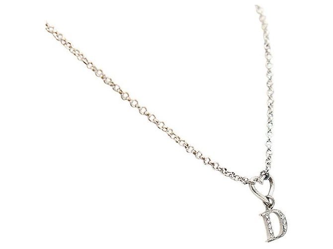 Collana in strass con logo a cuore argentato Christian Dior Argento - vista 3