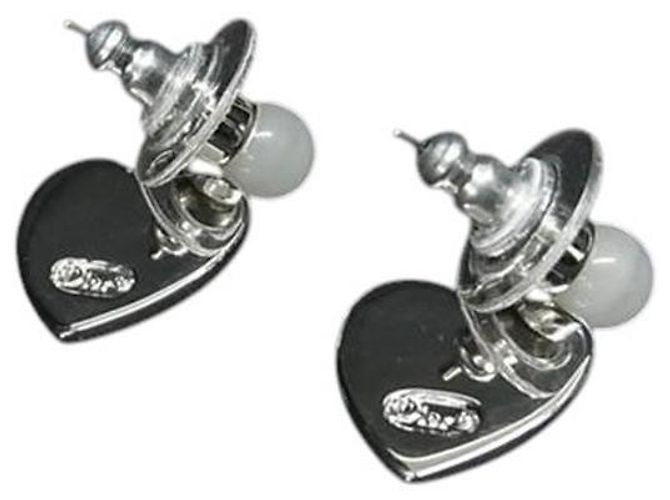 Orecchini a forma di cuore con logo argento Christian Dior - vista 2