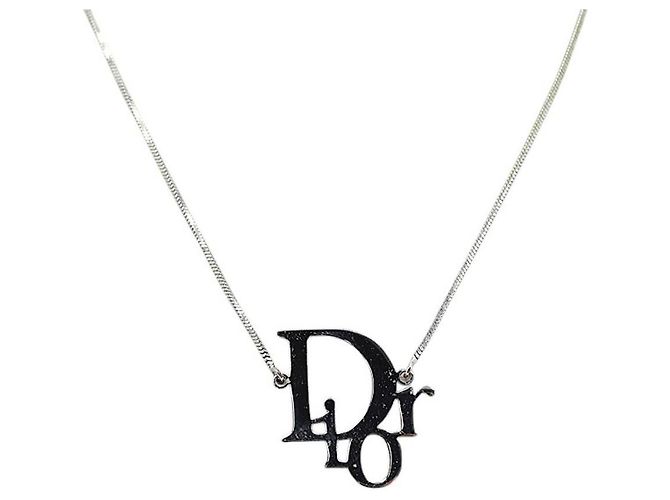 Collana a catena vintage con monogramma argento Christian Dior - vista 2