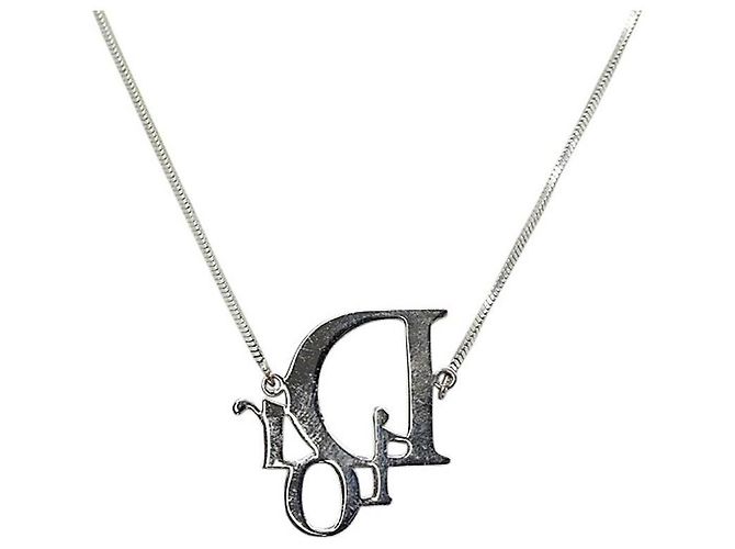 Collana a catena vintage con monogramma argento Christian Dior - vista 3