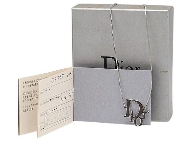Collana a catena vintage con monogramma argento Christian Dior - vista 5