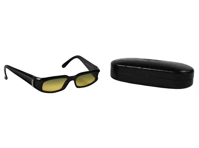 Fendi schwarze silberne gelbe grüne getönte Sonnenbrille Fs 5606 - Ansicht 7