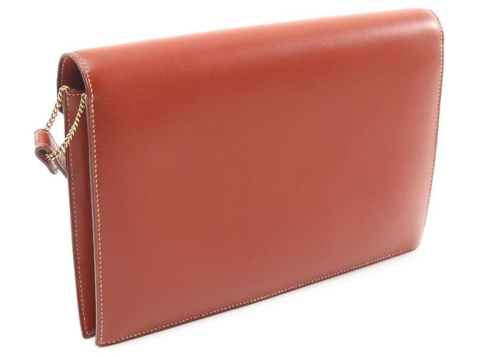 Clutch Lydie in vitello box marrone di Hermès - vista 2