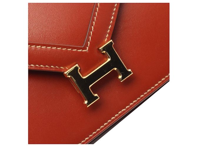 Clutch Lydie in vitello box marrone di Hermès - vista 7