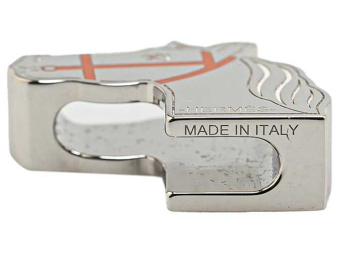 Hermès Silber Quadrige Twilly Schalring Rot - Ansicht 3