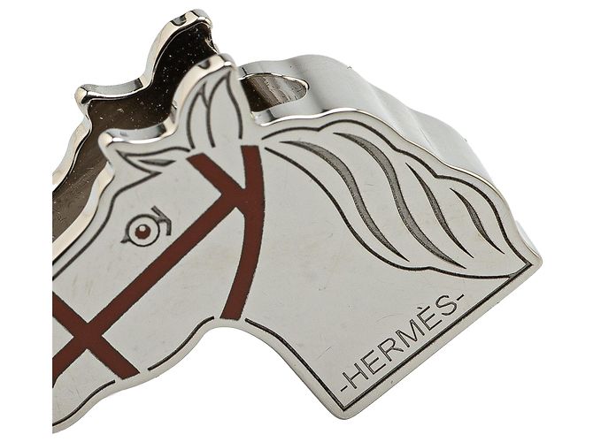 Hermès Silber Quadrige Twilly Schalring Rot - Ansicht 4