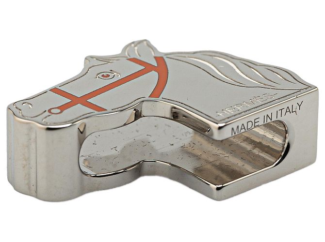 Hermès Silber Quadrige Twilly Schalring Rot - Ansicht 5