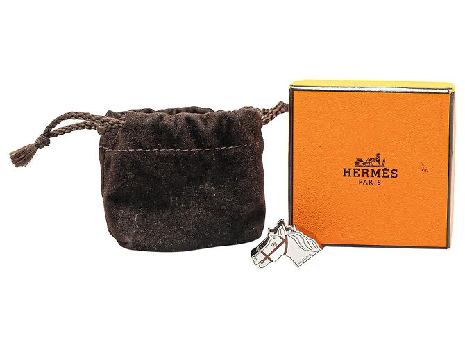 Hermès Silber Quadrige Twilly Schalring Rot - Ansicht 6