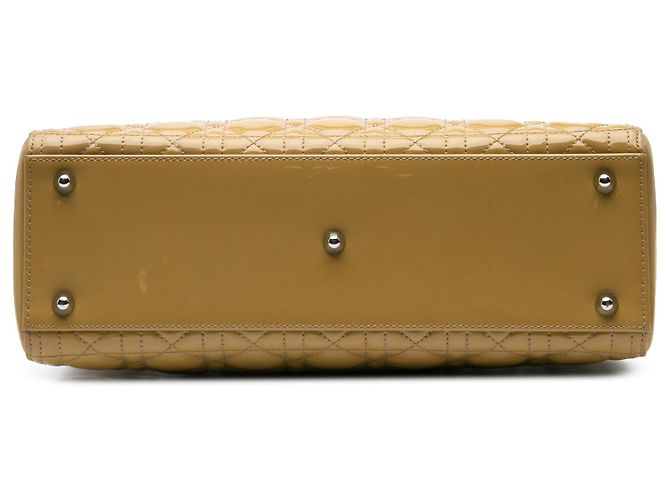 Dior Giallo Grande Borsa in Vernice Cannage Lady Dior - vista 3