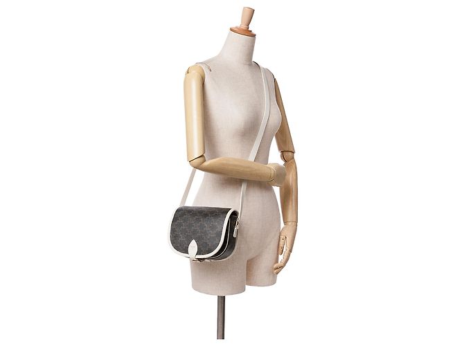 Céline Celine Marrón Mediano Triomphe Lona Recubierta Folco Bandolera Castaño Marrón oscuro - vista 7