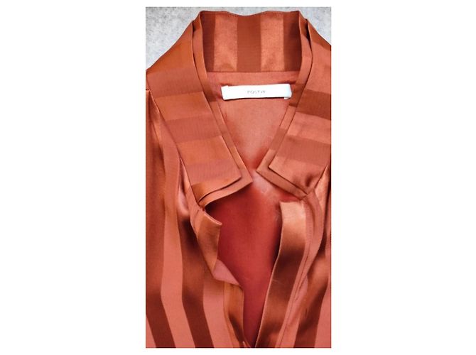Autre Marque Seidenhemdkleid in Orange - Ansicht 2