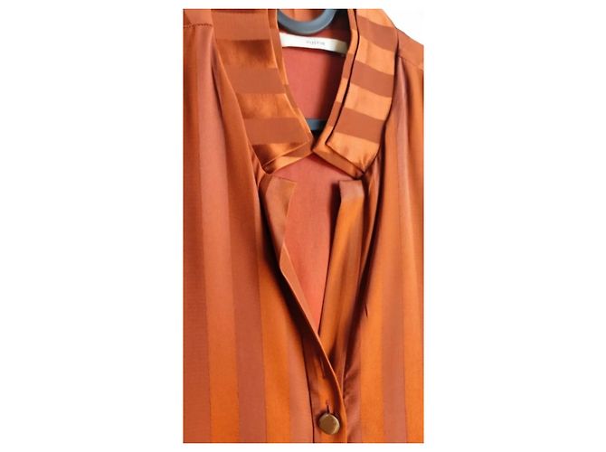 Autre Marque Seidenhemdkleid in Orange - Ansicht 4