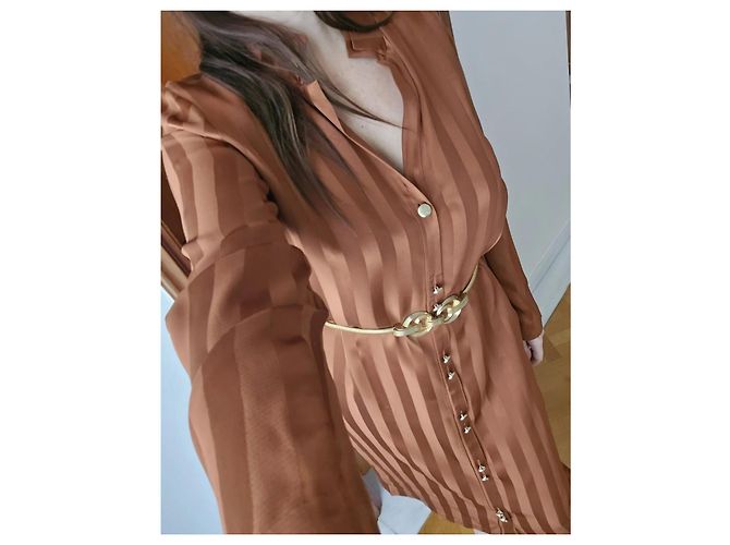 Autre Marque Seidenhemdkleid in Orange - Ansicht 8