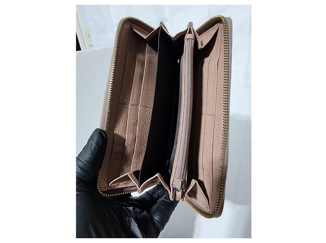 Bamboo GUCCI Cartera con cremallera alrededor de piel de ternera Cellarius con borlas de bambú Rosa claro - vista 10