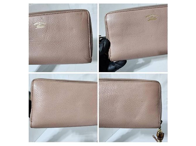 Bamboo GUCCI Cartera con cremallera alrededor de piel de ternera Cellarius con borlas de bambú Rosa claro - vista 11