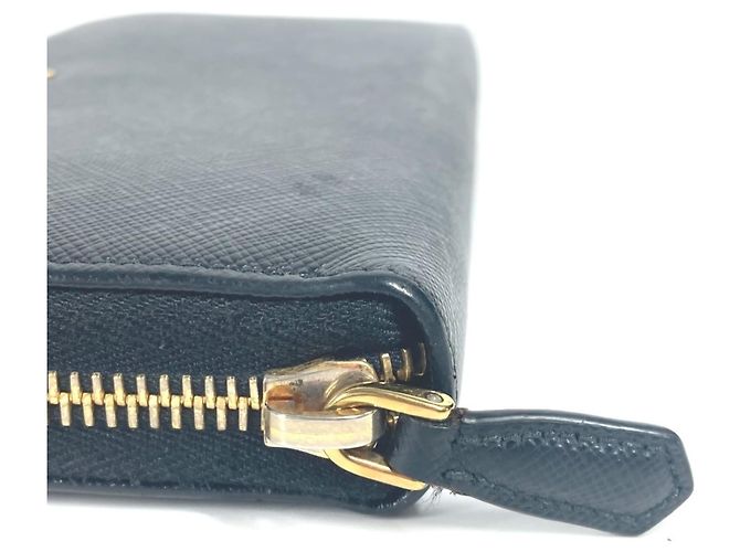 Prada Saffiano Leder Langbörse Schwarz - Ansicht 2