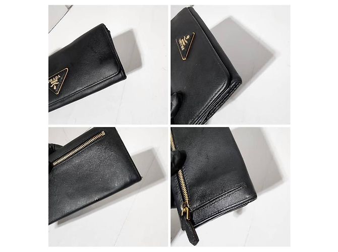 Prada Saffiano Lux Leder Klapp-Wallet Schwarz - Ansicht 11