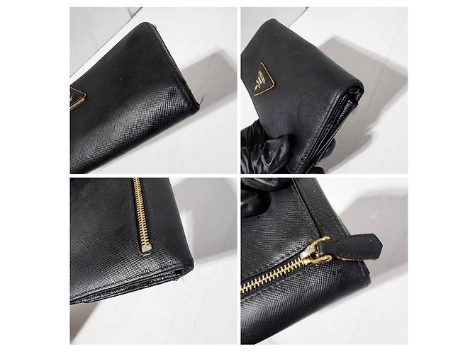 Prada Saffiano Lux Leder Klapp-Wallet Schwarz - Ansicht 12