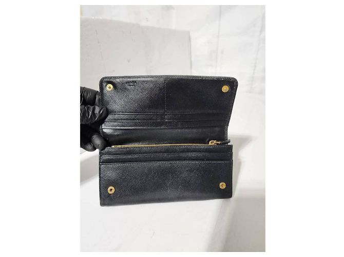 Prada Saffiano Lux Leder Klapp-Wallet Schwarz - Ansicht 13