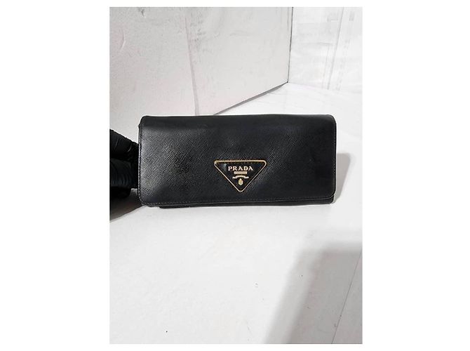 Prada Saffiano Lux Leder Klapp-Wallet Schwarz - Ansicht 14