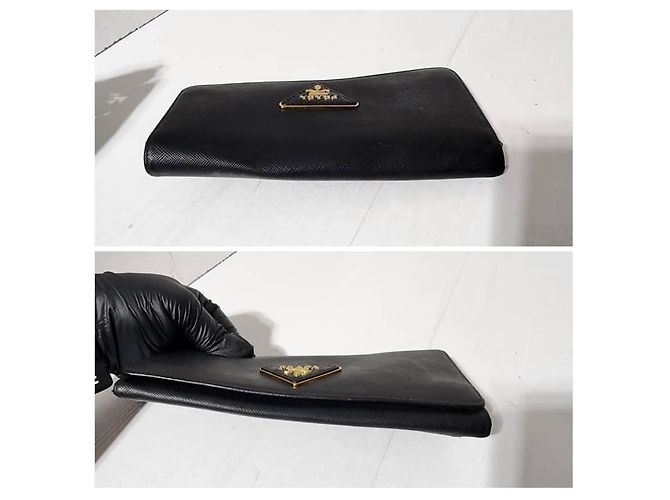 Prada Saffiano Lux Leder Klapp-Wallet Schwarz - Ansicht 5