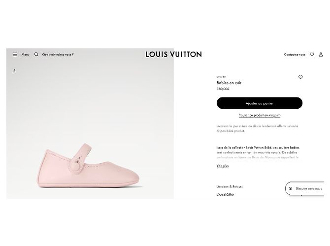 LOUIS VUITTON Chaussons naissance cuir blanc mixte T18 - vue 8