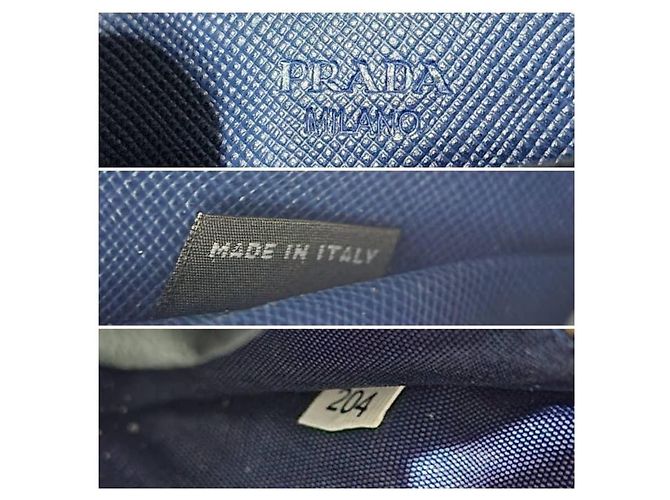 Prada Saffiano Leder Continental Geldbörse Blau - Ansicht 9