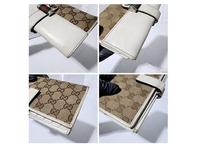 Gucci Shima Long Pelle e Tela Beige/Off-White Crema - vista 10