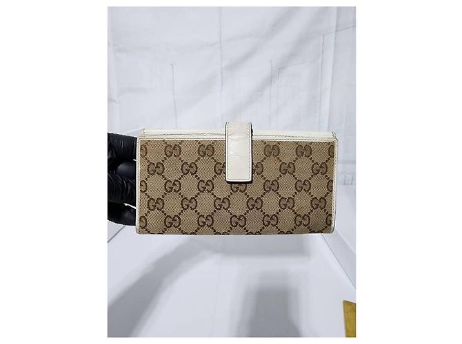 Gucci Shima Long Pelle e Tela Beige/Off-White Crema - vista 3