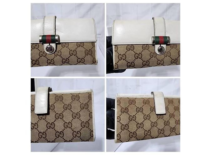 Gucci Shima Long Pelle e Tela Beige/Off-White Crema - vista 6