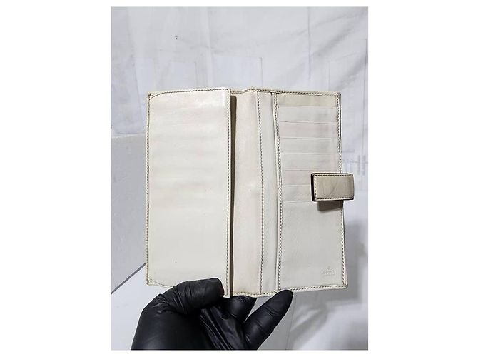 Gucci Shima Long Pelle e Tela Beige/Off-White Crema - vista 7