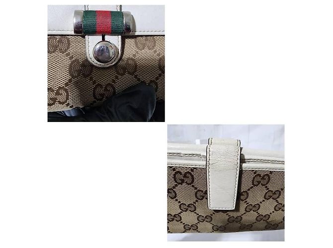Gucci Shima Long Pelle e Tela Beige/Off-White Crema - vista 8