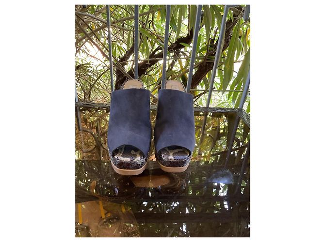 Stella Mc Cartney Mule con platform Stella McCartney blu nubuck - vista 2