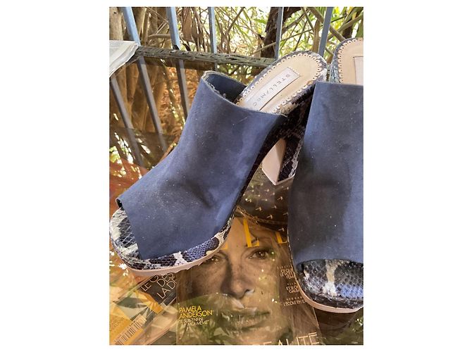 Stella Mc Cartney Mule con platform Stella McCartney blu nubuck - vista 4
