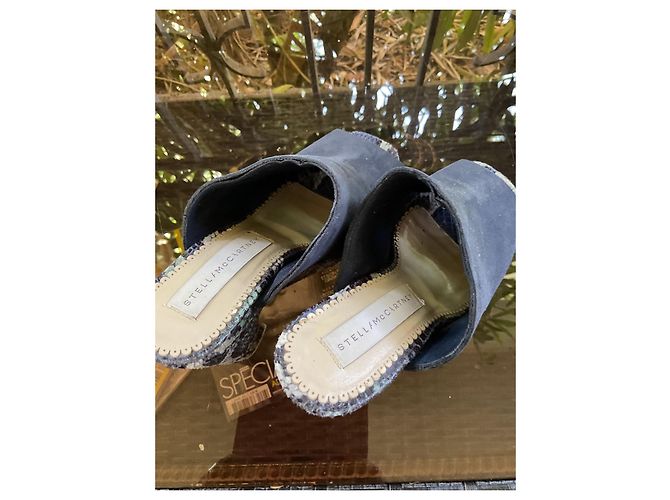 Stella Mc Cartney Mule con platform Stella McCartney blu nubuck - vista 9