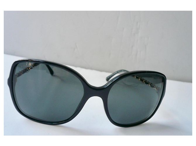 CHANEL Nuevas Gafas Negras Cuadradas con Cadena Negro - vista 5