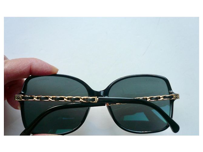 CHANEL Nuevas Gafas Negras Cuadradas con Cadena Negro - vista 8