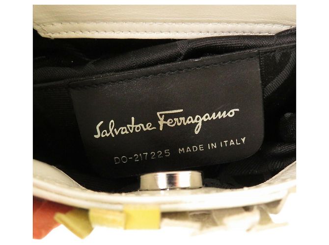 Bolso de cuero Gancini de Salvatore Ferragamo Blanco Verde Naranja - vista 8