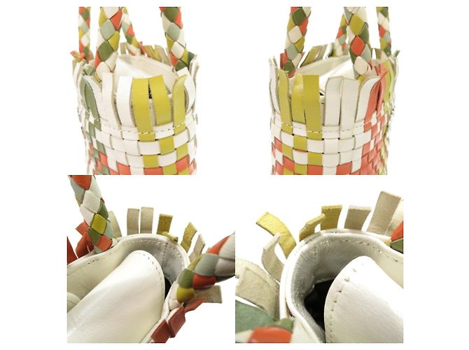 Bolso de cuero Gancini de Salvatore Ferragamo Blanco Verde Naranja - vista 9