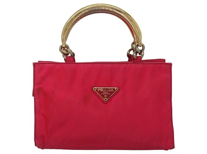 PRADA Borsa a mano in nylon rosa Auth 109805 - vista 13