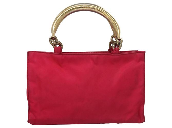 PRADA Borsa a mano in nylon rosa Auth 109805 - vista 2