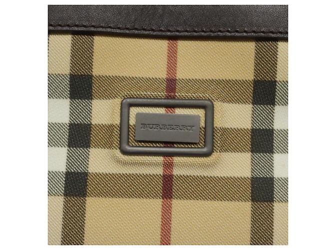 Bolsa Tote Burberry Nova Check em couro PVC bege e marrom Auth BA401 - vista 17