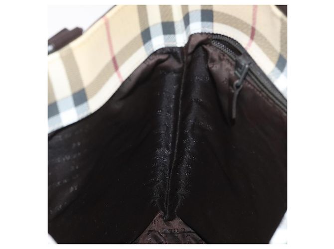 Bolsa Tote Burberry Nova Check em couro PVC bege e marrom Auth BA401 - vista 19