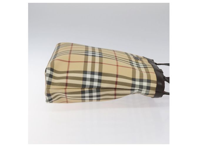 Bolsa Tote Burberry Nova Check em couro PVC bege e marrom Auth BA401 - vista 3