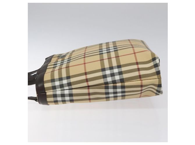 Bolsa Tote Burberry Nova Check em couro PVC bege e marrom Auth BA401 - vista 4