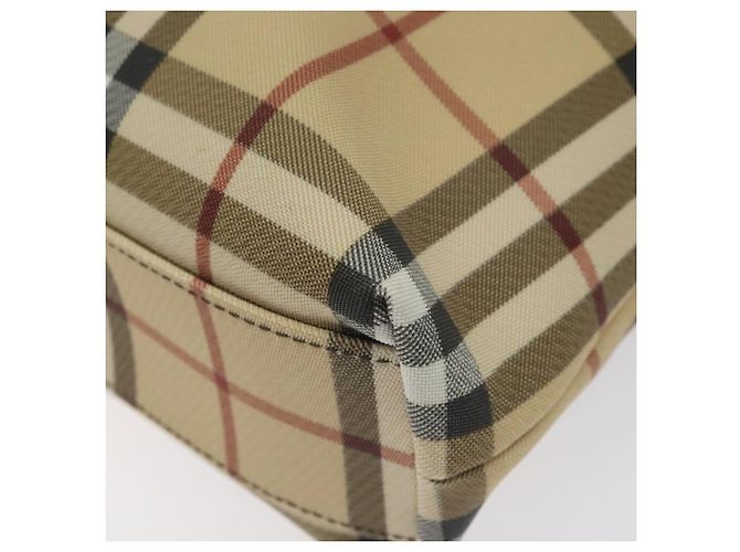 Bolsa Tote Burberry Nova Check em couro PVC bege e marrom Auth BA401 - vista 9