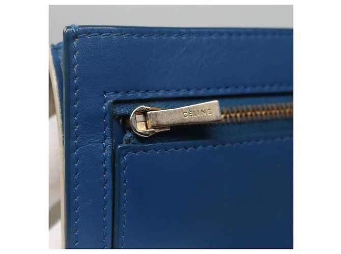 Céline CELINE Grande Portafoglio con Tracolla in Pelle Bianca Auth ar13263 Bianco - vista 12