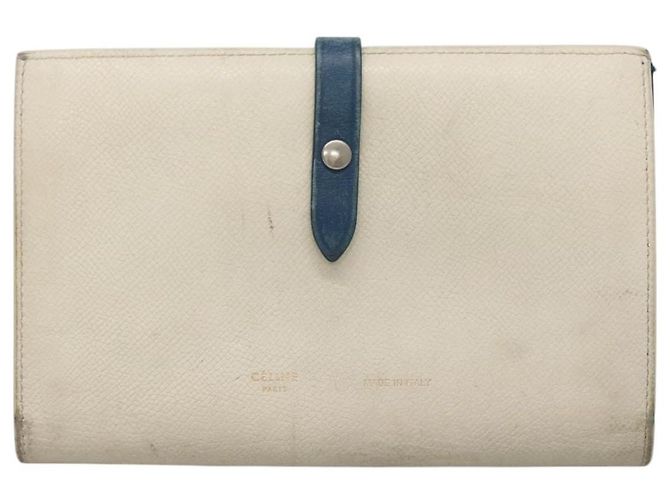 Céline CELINE Grande Portafoglio con Tracolla in Pelle Bianca Auth ar13263 Bianco - vista 2